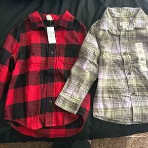 Plaid Button-Up Shirt - Red and Black